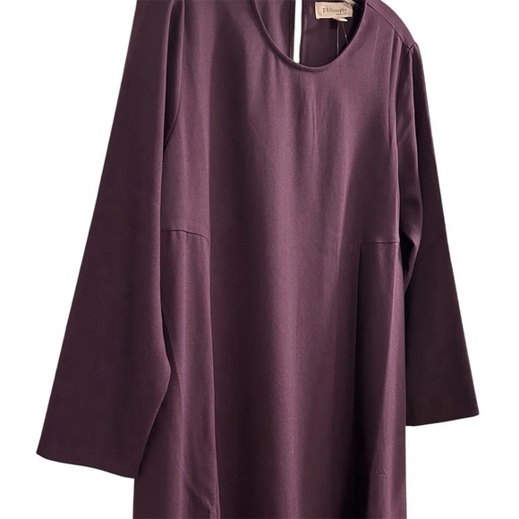 Philosophy Women's Long Sleeve Purple Knee Length Shift Dress Size L - Picture 4 of 12